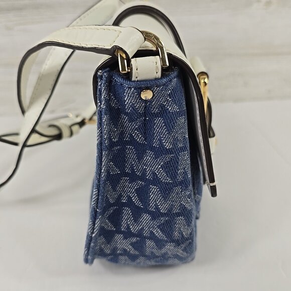 MICHAEL KORS Lillian SMALL CROSSBODY HandBag Purse Denim Blue White Pockets *VGC - Picture 6 of 16